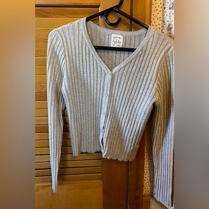 Grey Button-Down V-neck Cardigan Sweater Sz. M